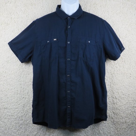 I-N-C* Men's Short Sleeve Button Down Curved Hem Chest Pocket Shirt~ Size XL - Picture 1 of 12
